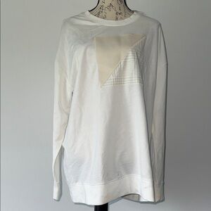 Express L White Sweatshirt with Geometric Design